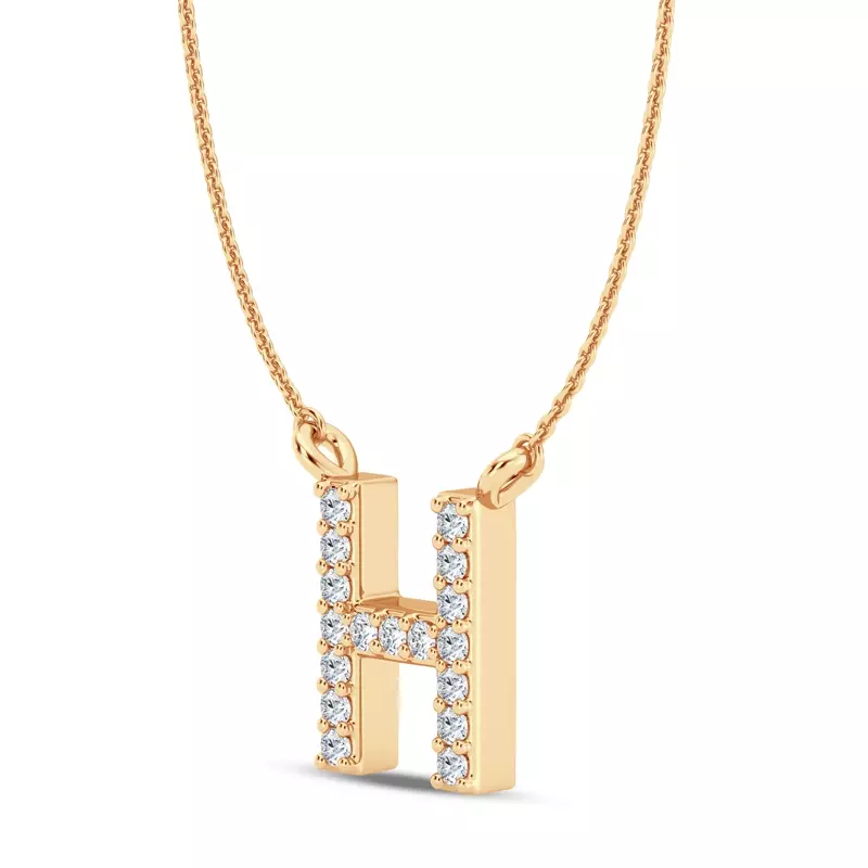 14K Yellow Gold Diamond Initial Pendant – H