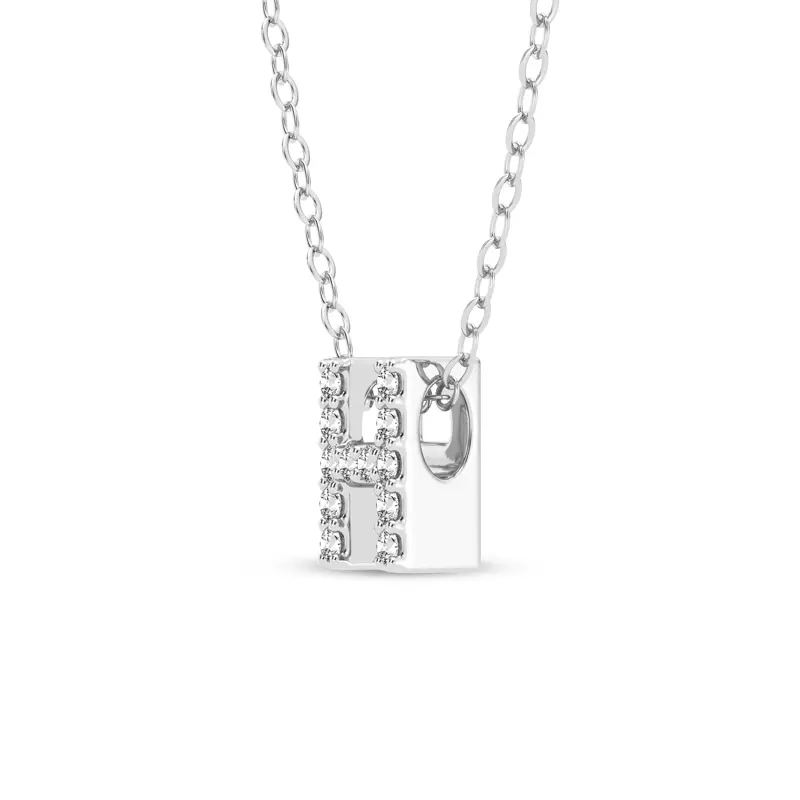 Platinum Petite Diamond Initial Pendant – H