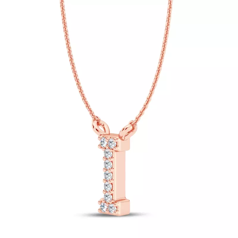 14K Rose Gold Diamond Initial Necklace – I