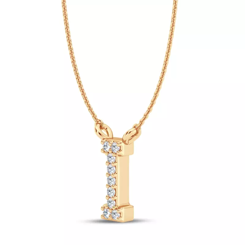 14K Yellow Gold Diamond Initial Necklace – I