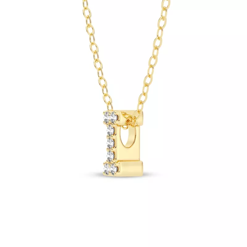 14K Yellow Gold Petite Diamond Initial Necklace – I