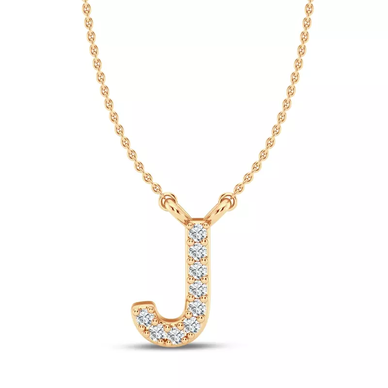 14K Yellow Gold Diamond Initial Pendant – J
