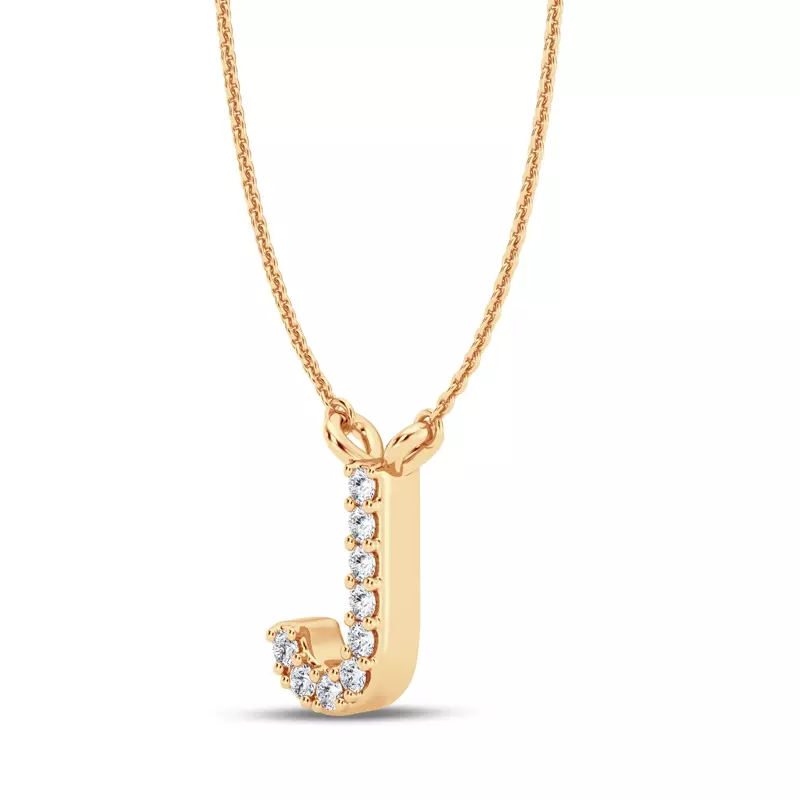 14K Yellow Gold Diamond Initial Pendant – J