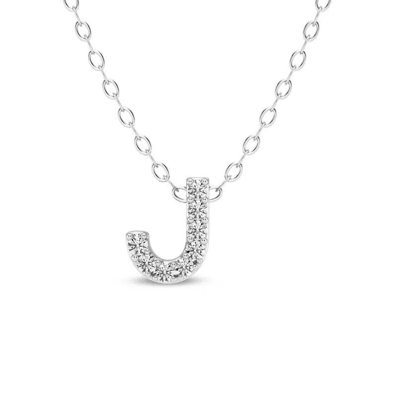 Platinum Petite Diamond Initial Pendant – J