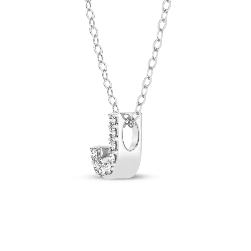 Platinum Petite Diamond Initial Pendant – J