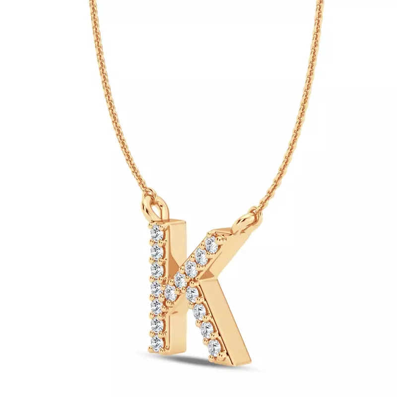 18K Yellow Gold Diamond Initial Necklace – K
