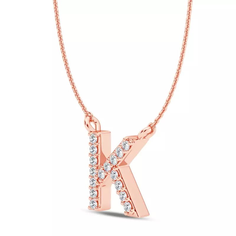 14K Rose Gold Diamond Initial Necklace – K