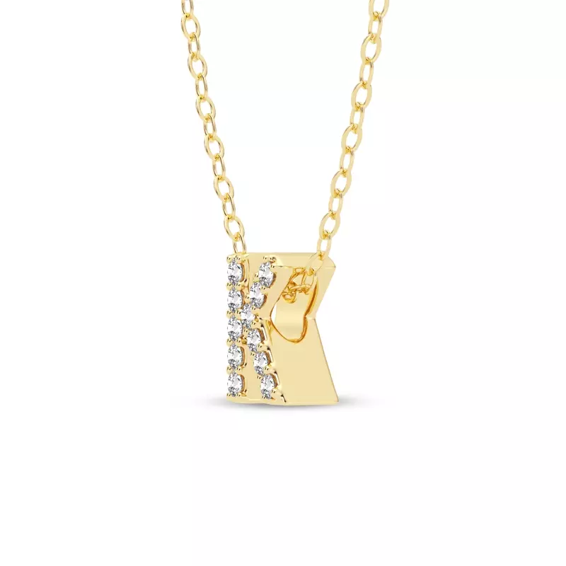 18K Yellow Gold Petite Diamond Initial Necklace – K