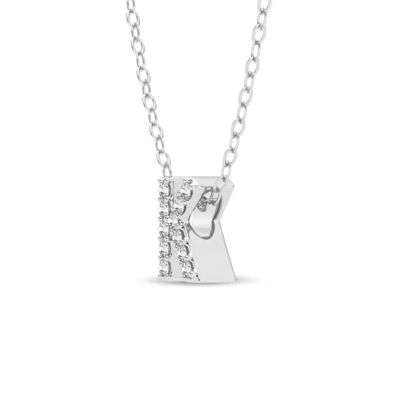 Platinum Petite Diamond Initial Pendant – K