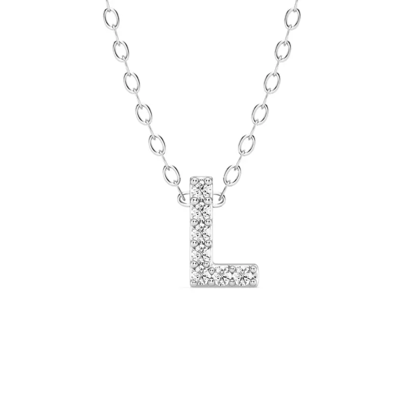 Petite Diamond Initial Pendant – L