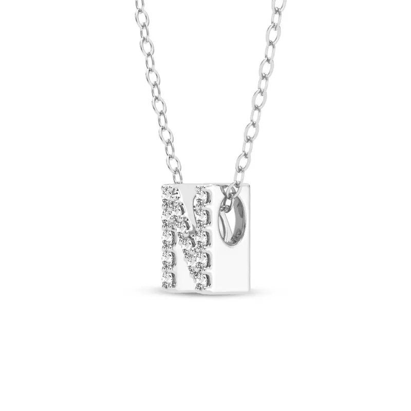 14K White Gold Petite Diamond Initial Necklace – N