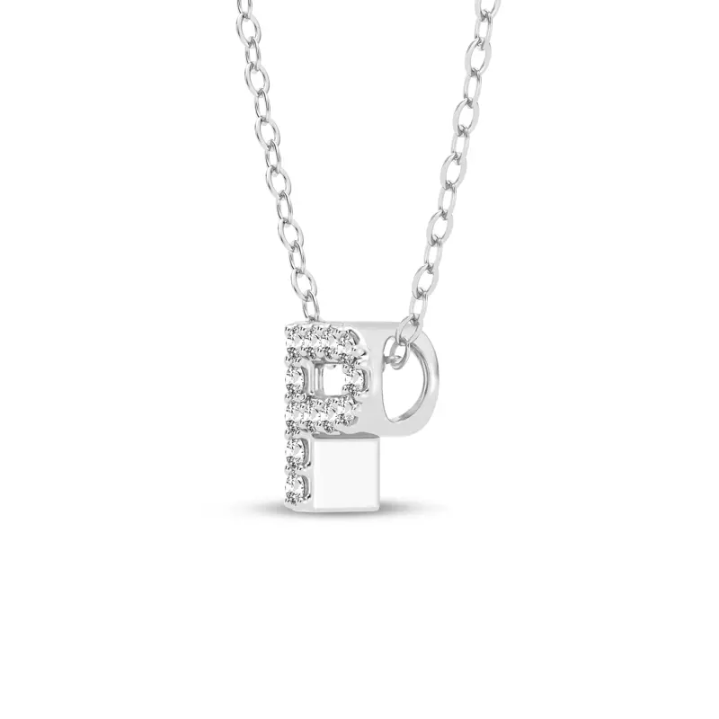 14K White Gold Petite Diamond Initial Pendant – P