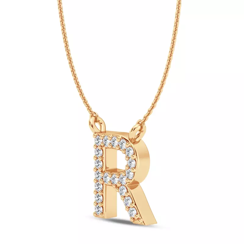 18K Yellow Gold Diamond Initial Pendant – R