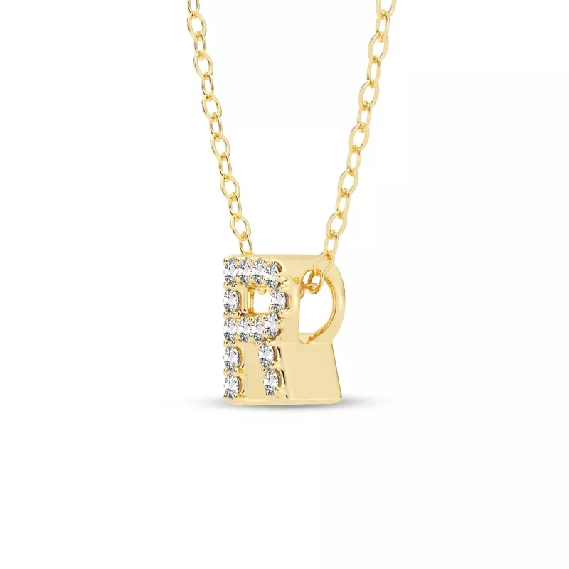 18K Yellow Gold Petite Diamond Initial Pendant – R
