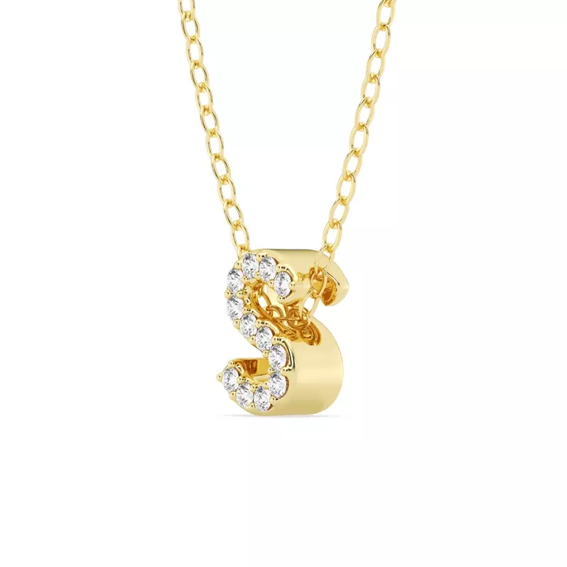 14K Yellow Gold Petite Diamond Initial Pendant – S