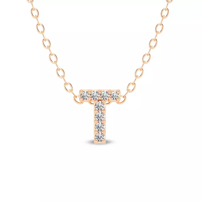 Petite Diamond Initial Necklace – T