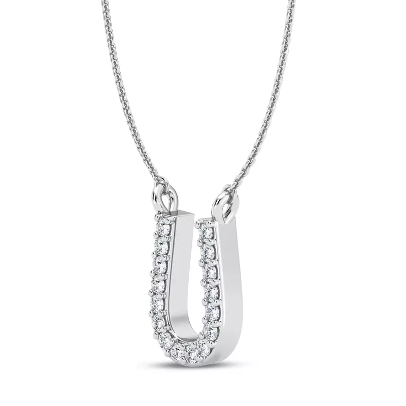 Platinum Diamond Initial Pendant – U
