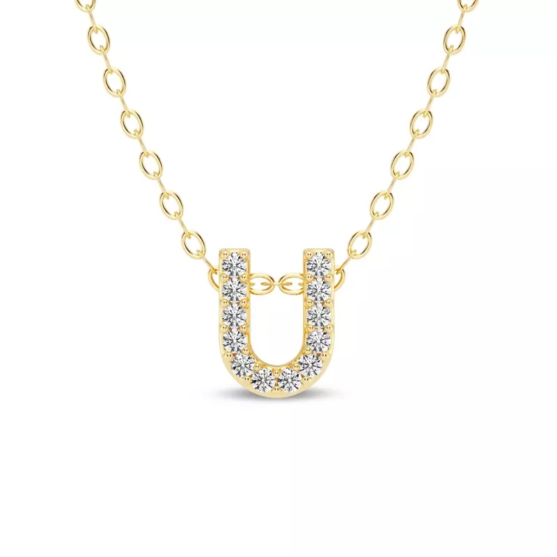 Petite Diamond Initial Pendant – U