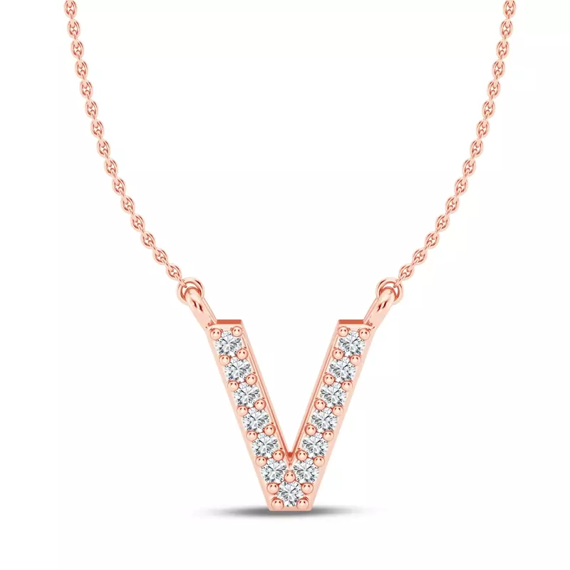 Diamond Initial Necklace – V