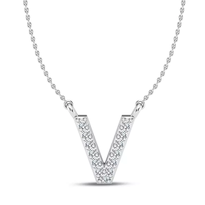 Diamond Initial Pendant – V