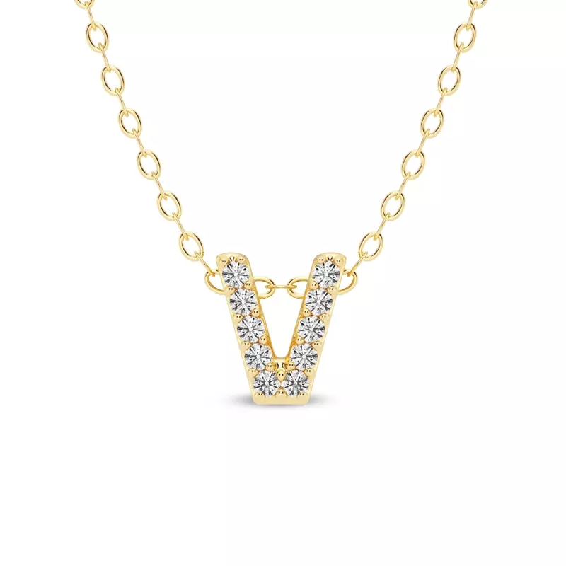 Petite Diamond Initial Necklace – V