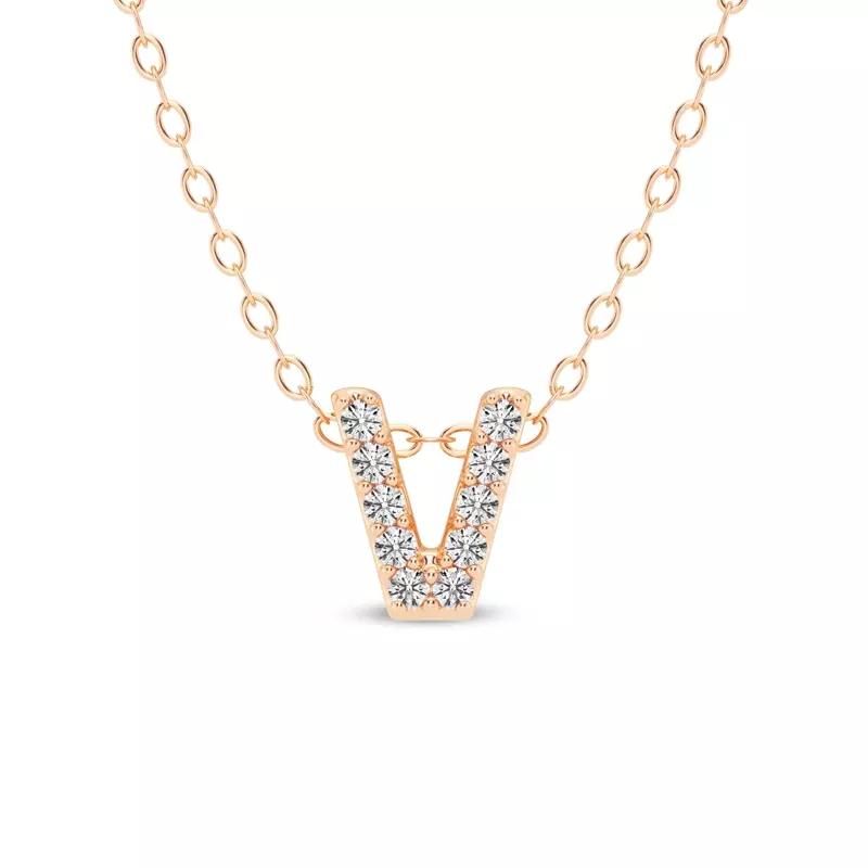 Petite Diamond Initial Necklace – V