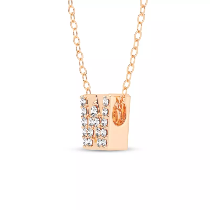 14K Rose Gold Petite Diamond Initial Necklace – W