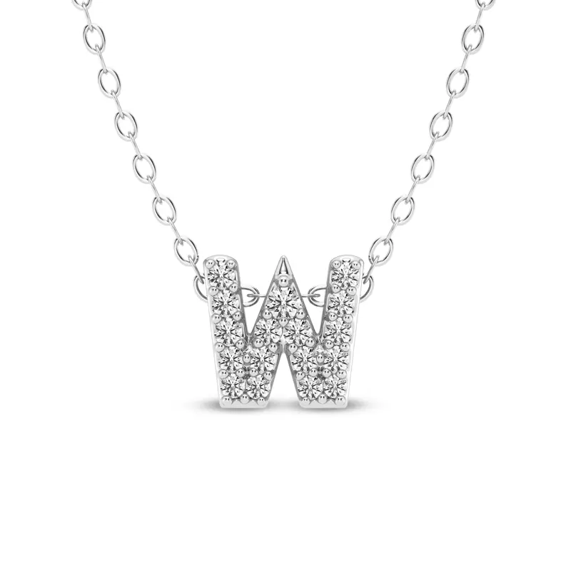 Petite Diamond Initial Pendant – W
