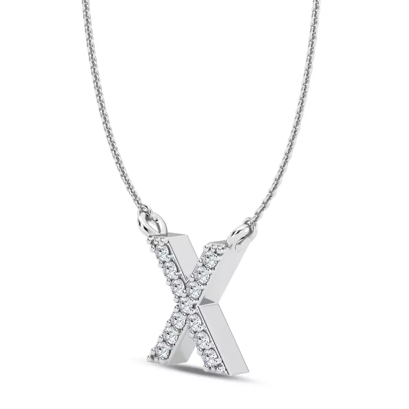 Platinum Diamond Initial Pendant – X