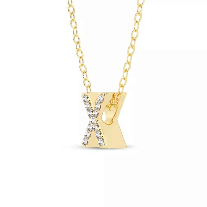 14K Yellow Gold Petite Diamond Initial Necklace – X