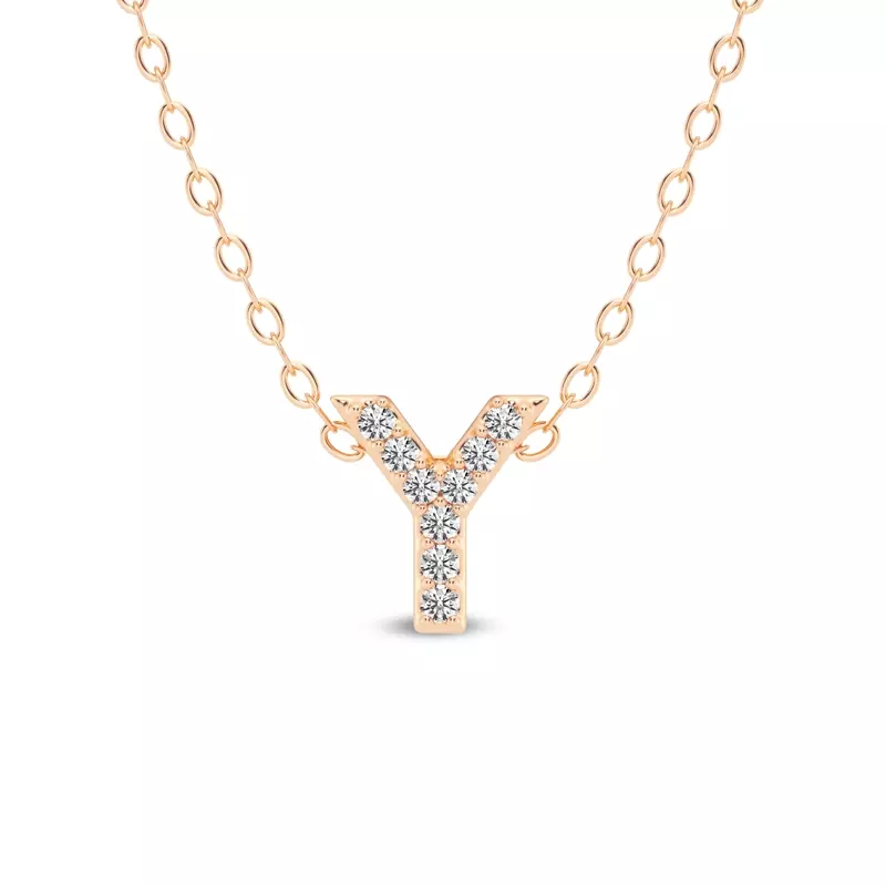 Petite Diamond Initial Pendant – Y