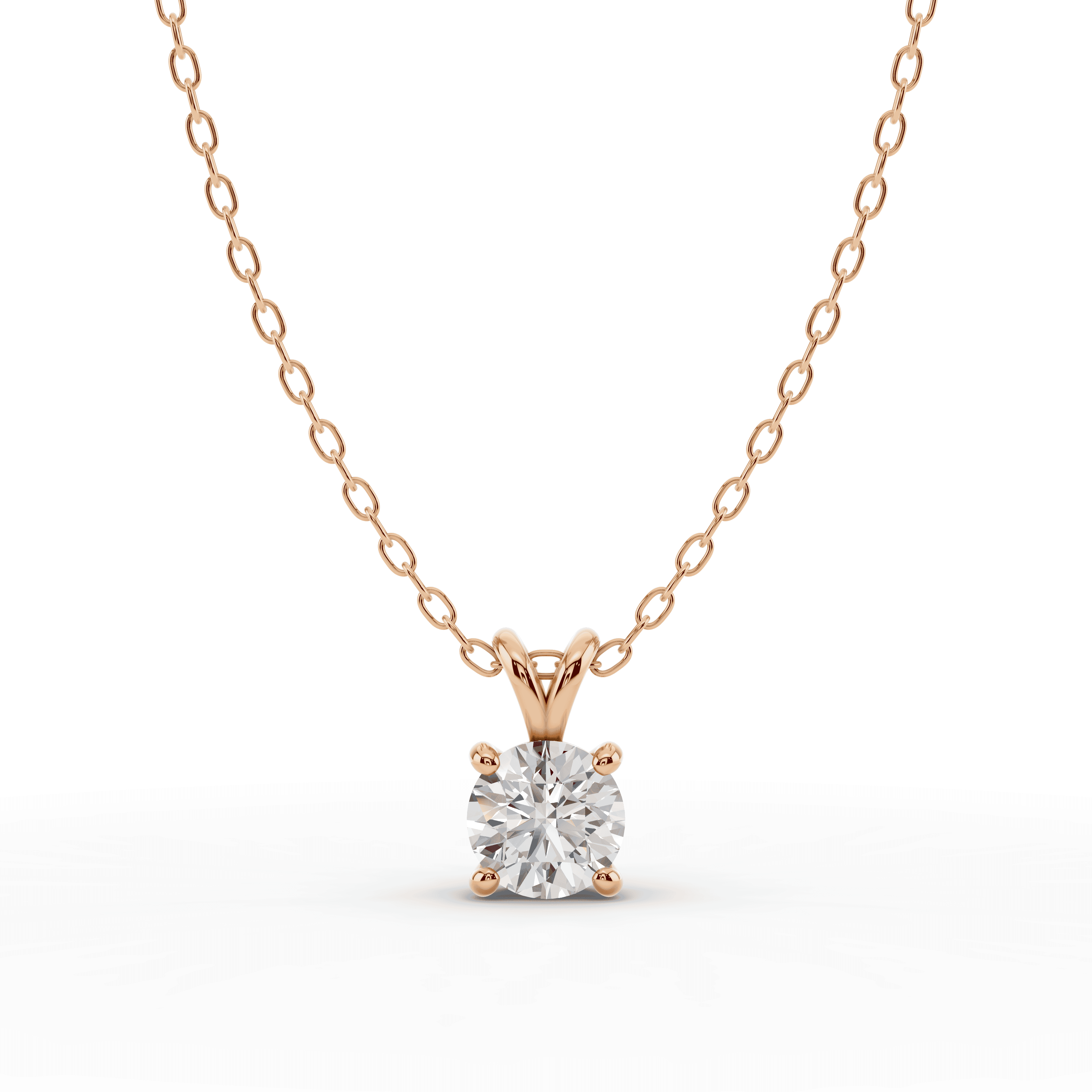 18K Rose Gold Split Bail Diamond Solitaire Necklace (¾ ct.)