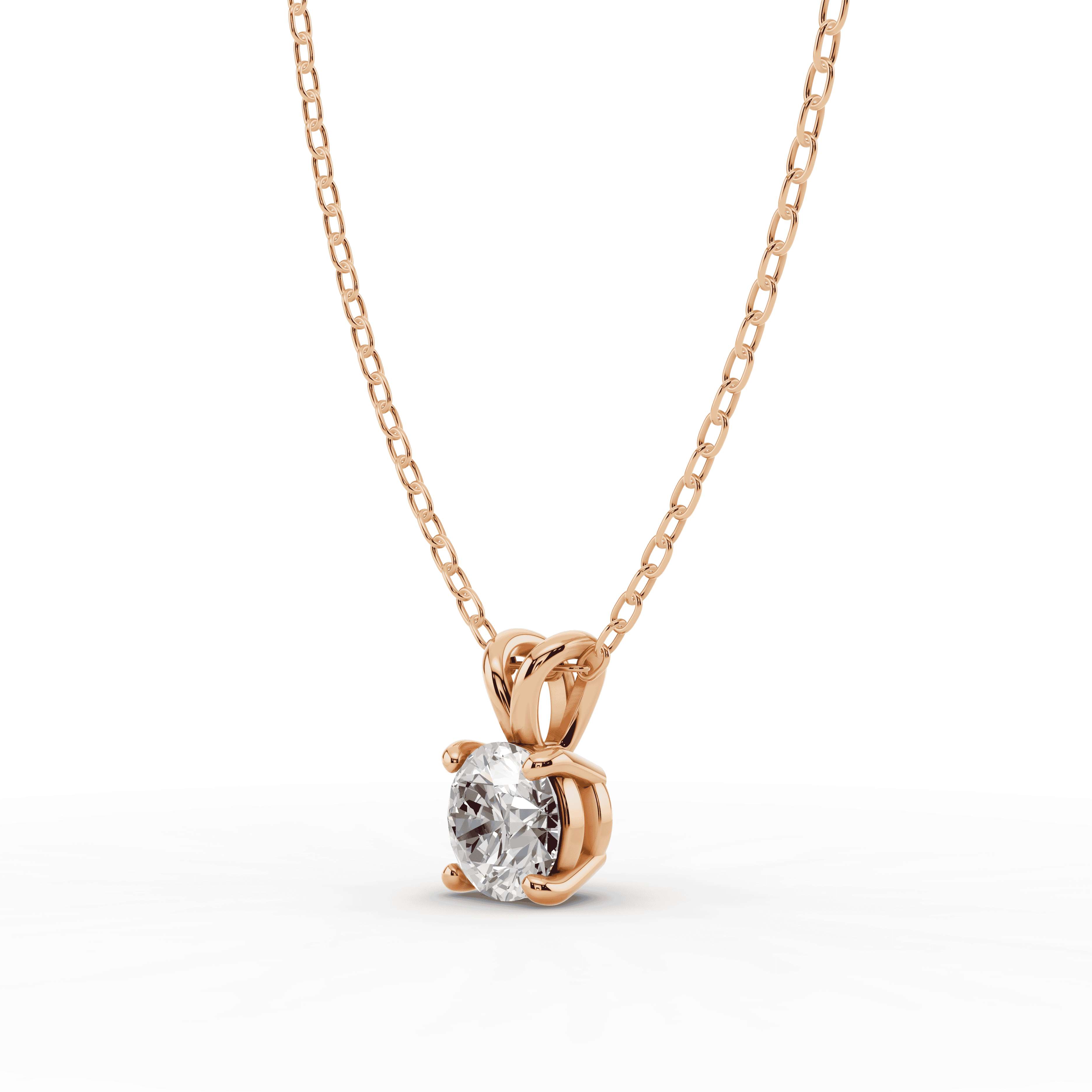 18K Rose Gold Split Bail Diamond Solitaire Necklace (¾ ct.)