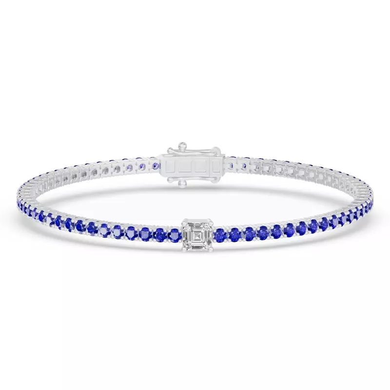 Lunava Sapphire & Asscher Lab Diamond Tennis Bracelet