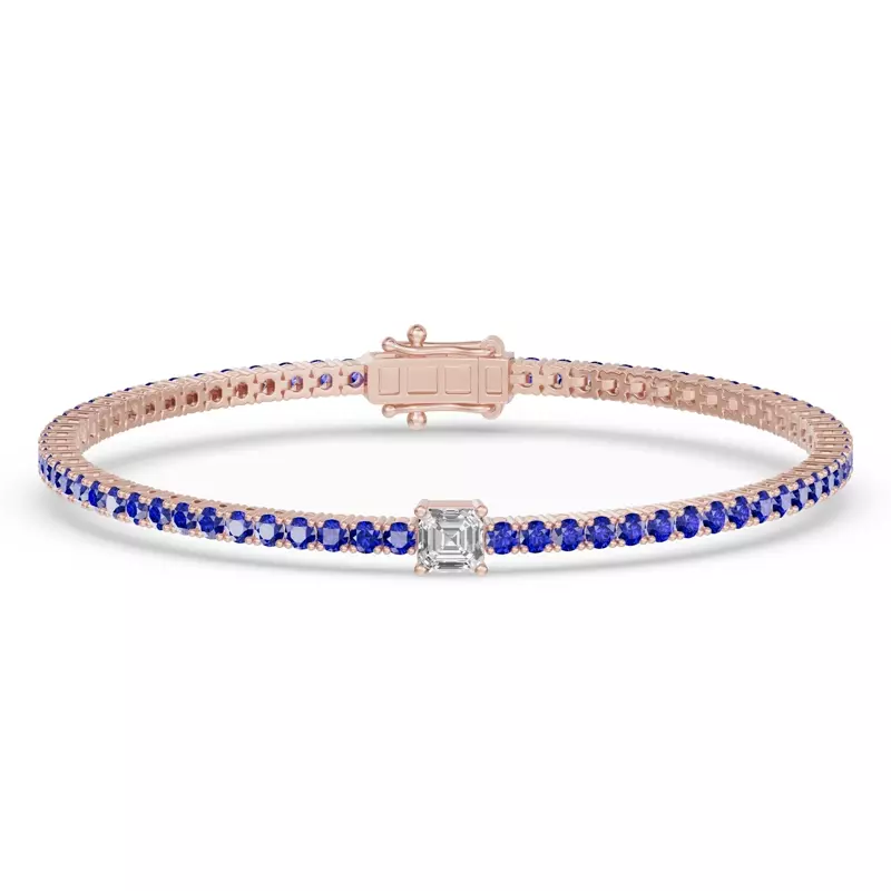 Lunava Sapphire & Asscher Lab Diamond Tennis Bracelet