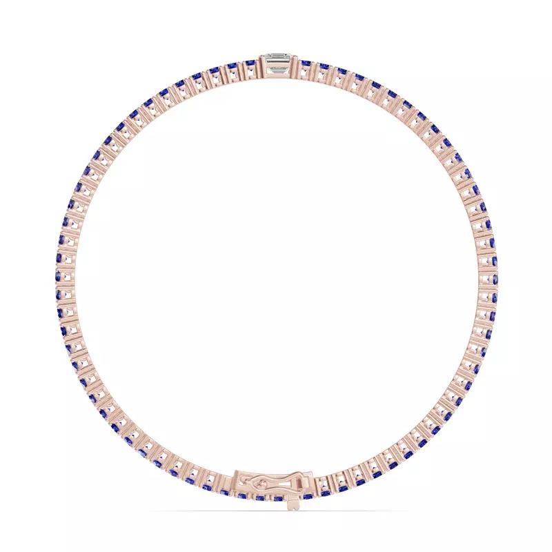 18K Rose Gold Lunava Sapphire & Asscher Lab Diamond Tennis Bracelet