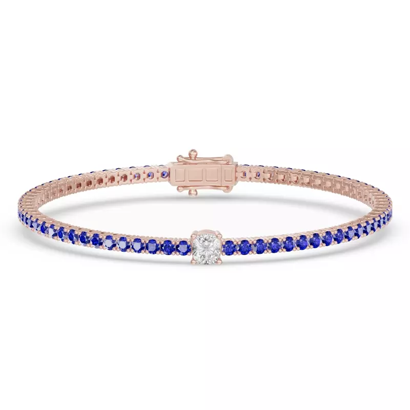 Lunava Sapphire & Cushion Lab Diamond Tennis Bracelet