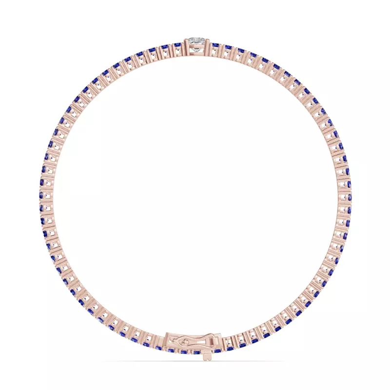 14K Rose Gold Lunava Sapphire & Cushion Lab Diamond Tennis Bracelet