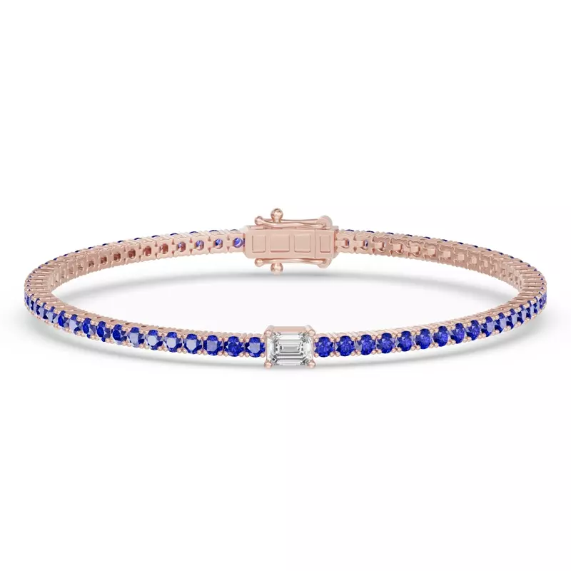 Lunava Sapphire & Emerald-Cut Lab Diamond Tennis Bracelet