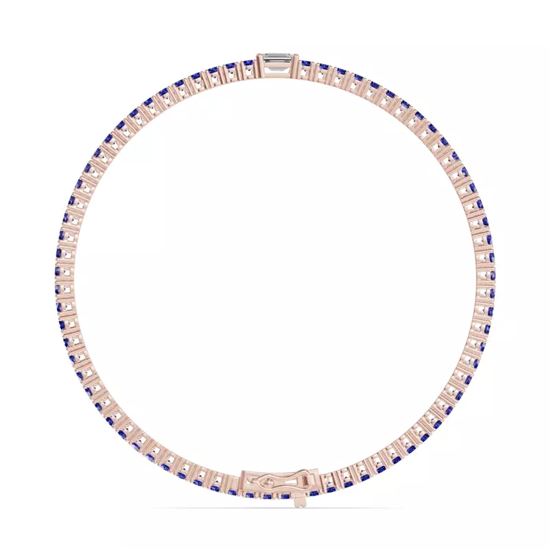 14K Rose Gold Lunava Sapphire & Emerald-Cut Lab Diamond Tennis Bracelet