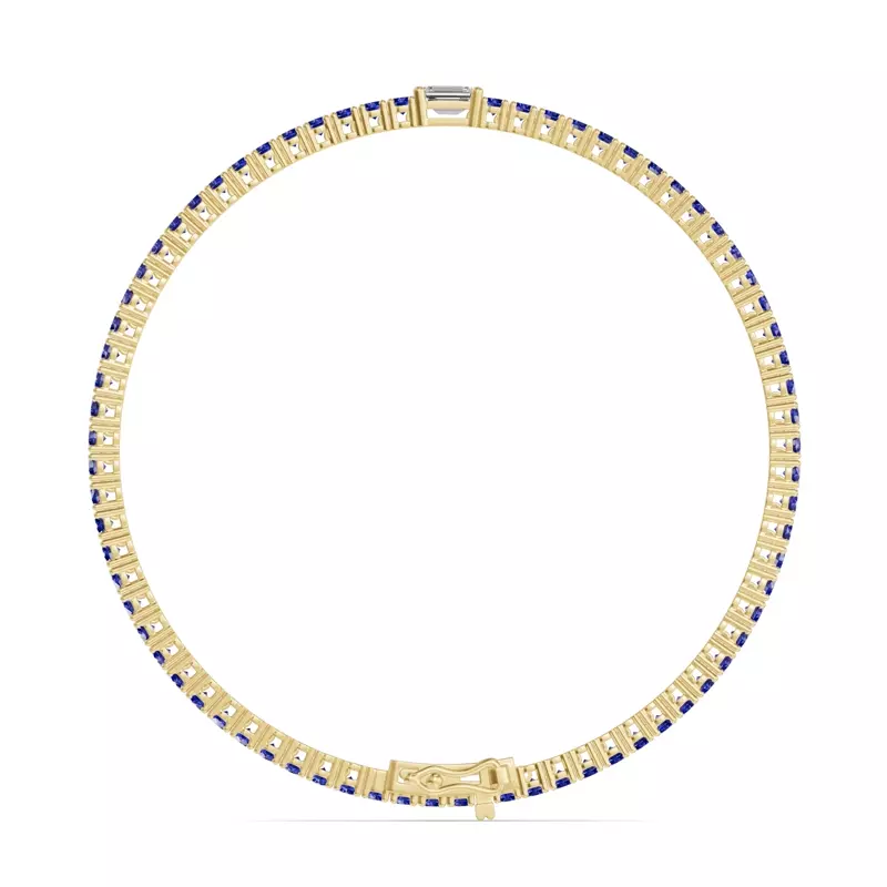 14K Yellow Gold Lunava Sapphire & Emerald-Cut Lab Diamond Tennis Bracelet