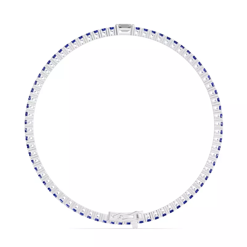 18K White Gold Lunava Sapphire & Emerald-Cut Lab Diamond Tennis Bracelet