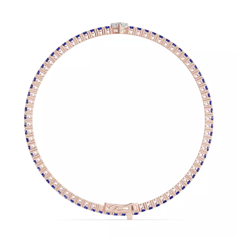 14K Rose Gold Lunava Sapphire & Heart Lab Diamond Tennis Bracelet