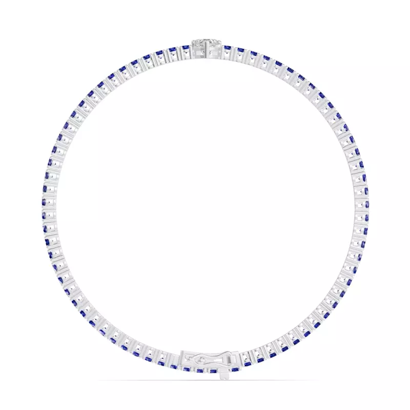 14K White Gold Lunava Sapphire & Heart Lab Diamond Tennis Bracelet