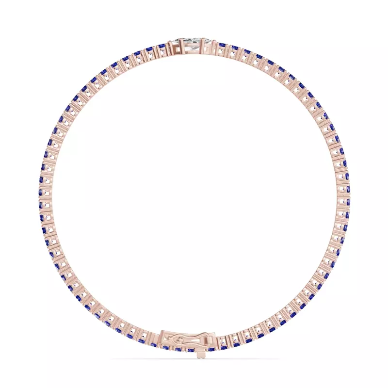 14K Rose Gold Lunava Sapphire & Marquise Lab Diamond Tennis Bracelet