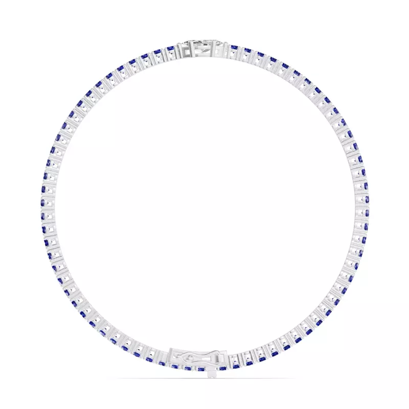 14K White Gold Lunava Sapphire & Marquise Lab Diamond Tennis Bracelet