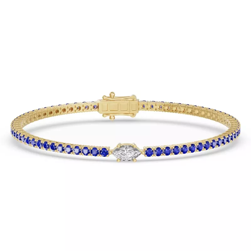 Lunava Sapphire & Marquise Lab Diamond Tennis Bracelet