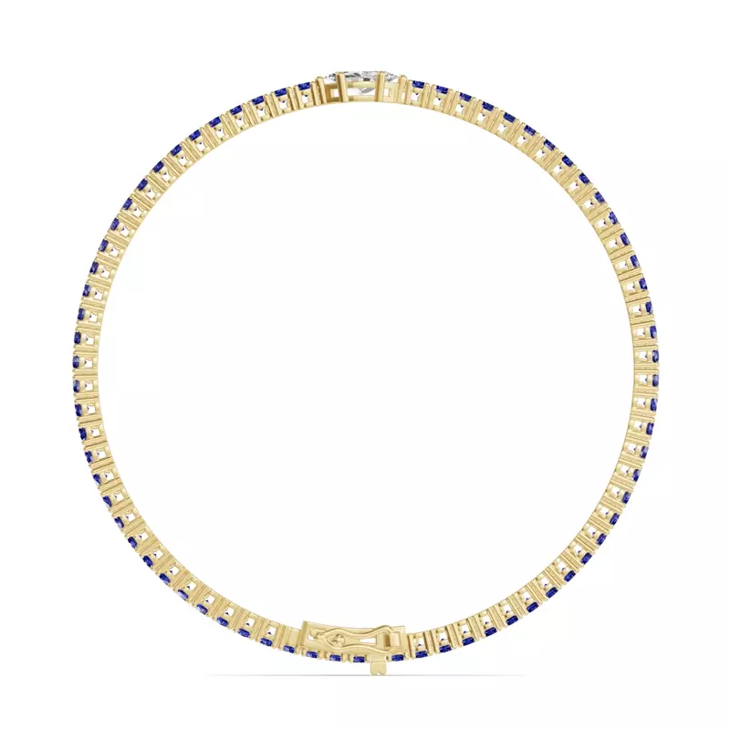 14K Yellow Gold Lunava Sapphire & Marquise Lab Diamond Tennis Bracelet