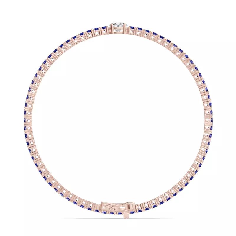 14K Rose Gold Lunava Sapphire & Oval Lab Diamond Tennis Bracelet