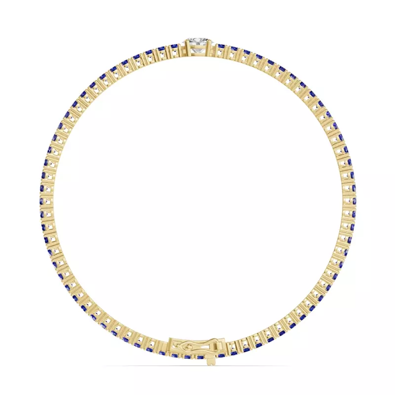 14K Yellow Gold Lunava Sapphire & Oval Lab Diamond Tennis Bracelet